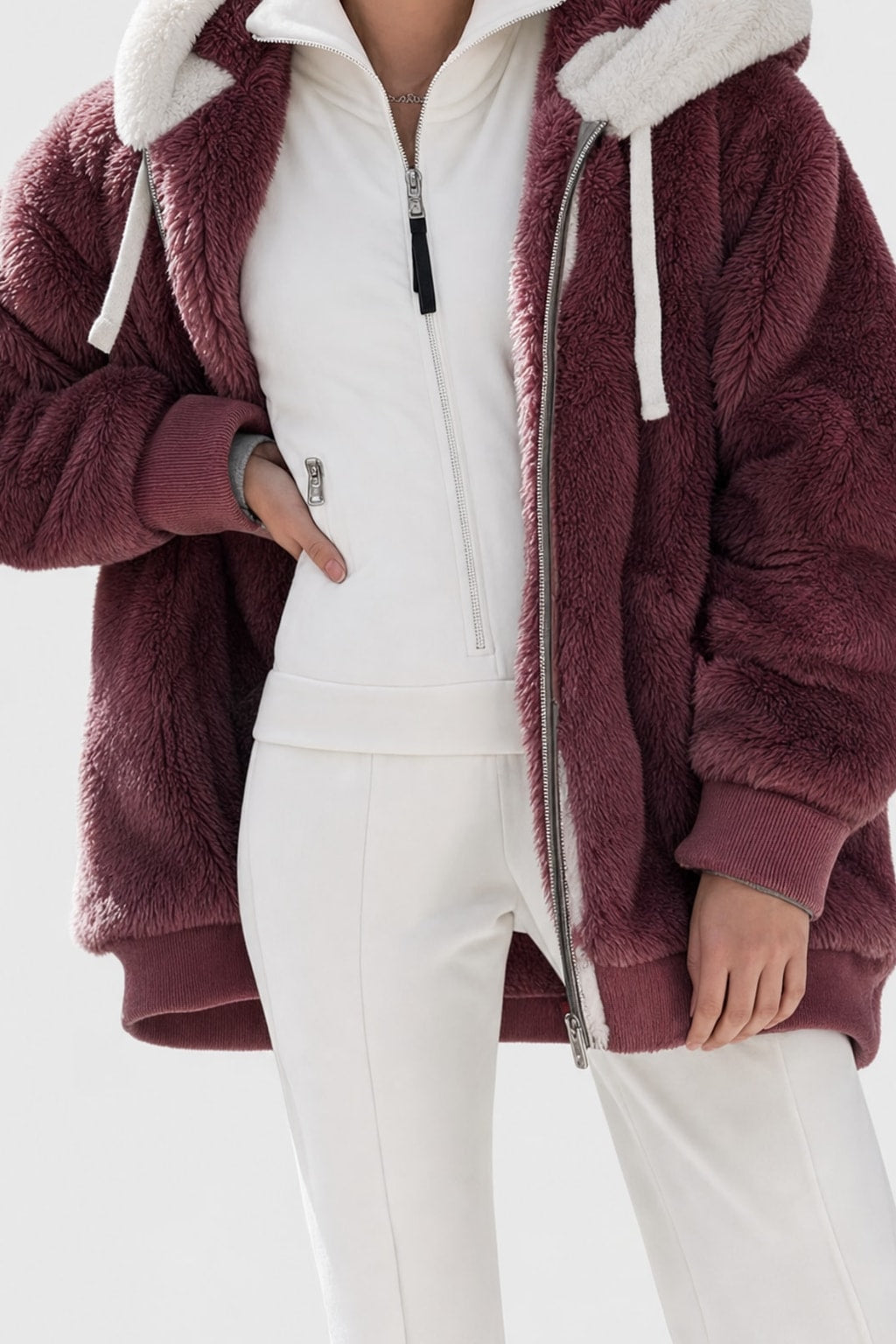 Women's Puffer Jacket with Faux-Fur Hood Warm Winter Coat - 23