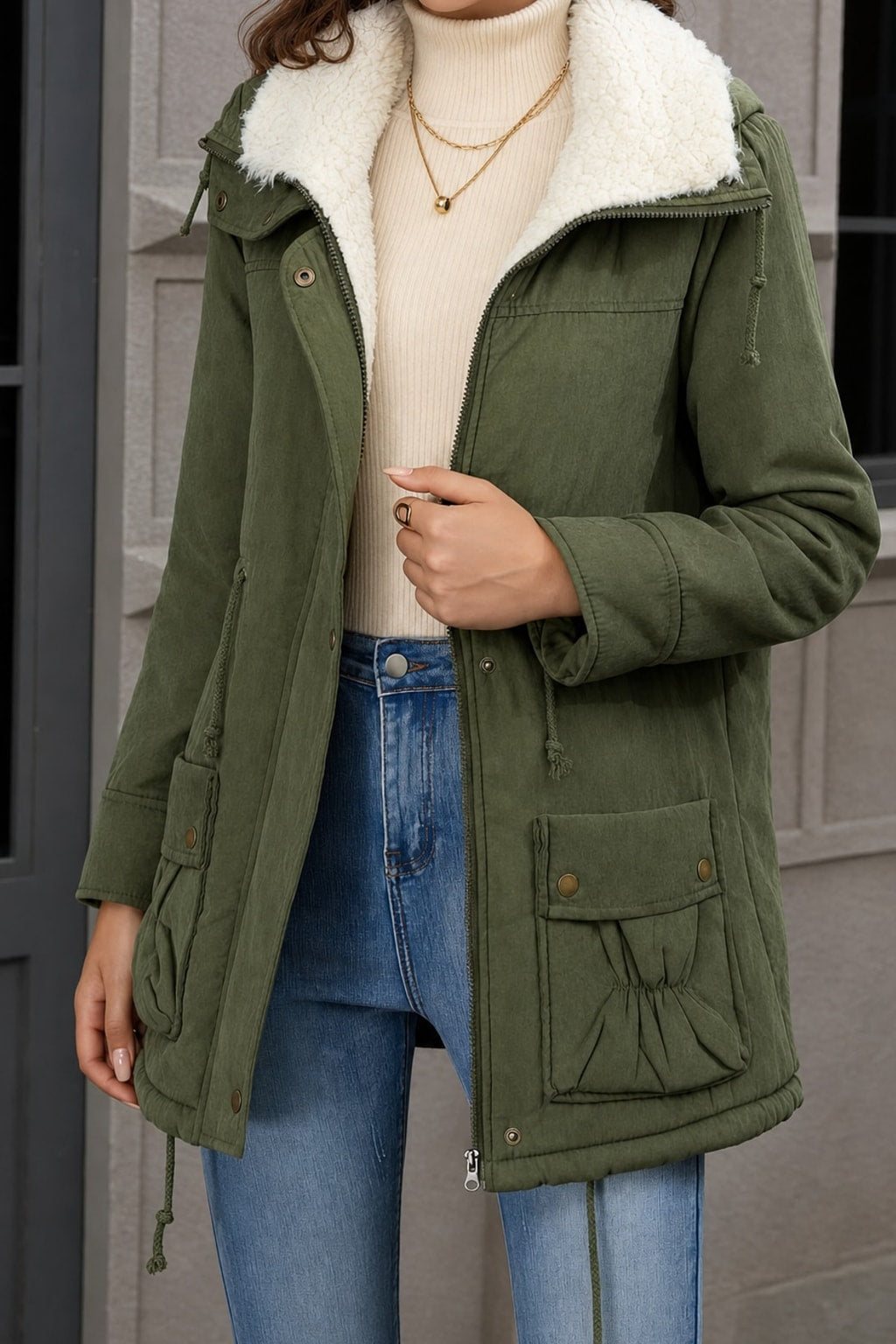 Cozy Fleece Lined Hooded Winter Parka - 3