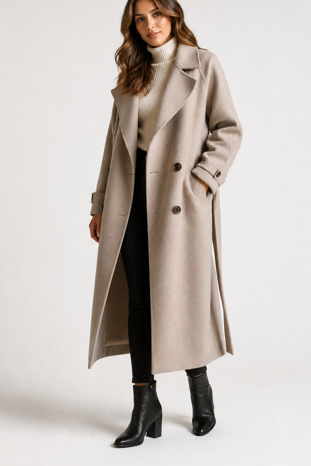 Women's Wool Overcoat Warm Double Breasted Winter Coat - 2