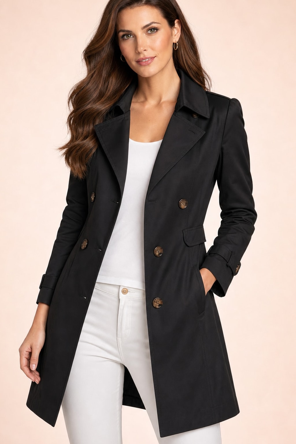 Women's Trench Coat Tailored Fit for Spring & Fall Layering - 4