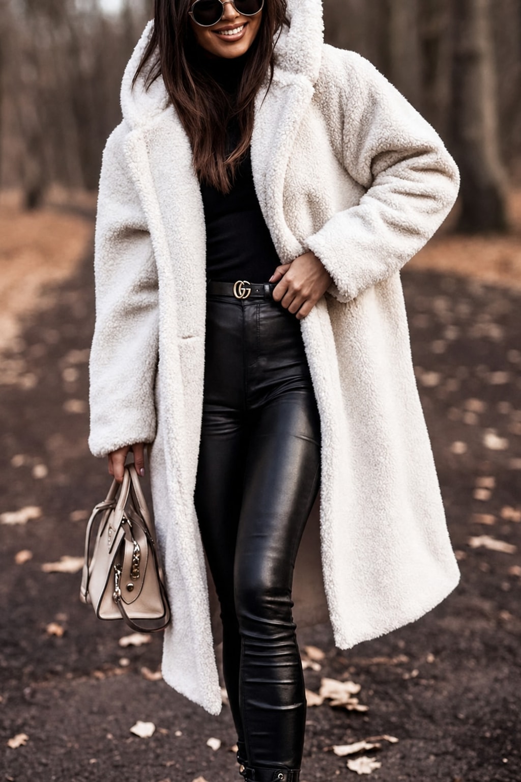 Women's Long Teddy Wool Coat With Hood Cozy Winter Warmth - 9