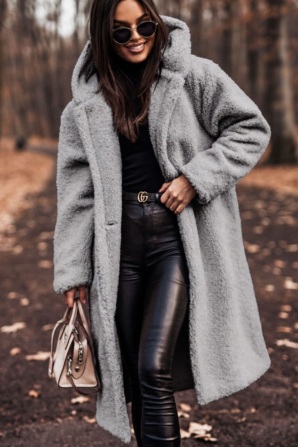 Women's Long Teddy Wool Coat With Hood Cozy Winter Warmth - 10