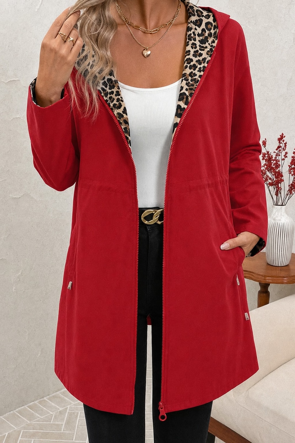 Reversible Hooded Jacket With Leopard Print Lining - 2
