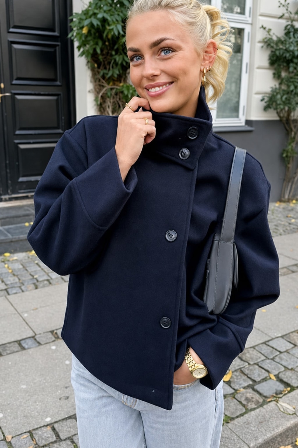 Cozy High Neck Tailored Blazer Structured Fit for Work & Weekend - 5