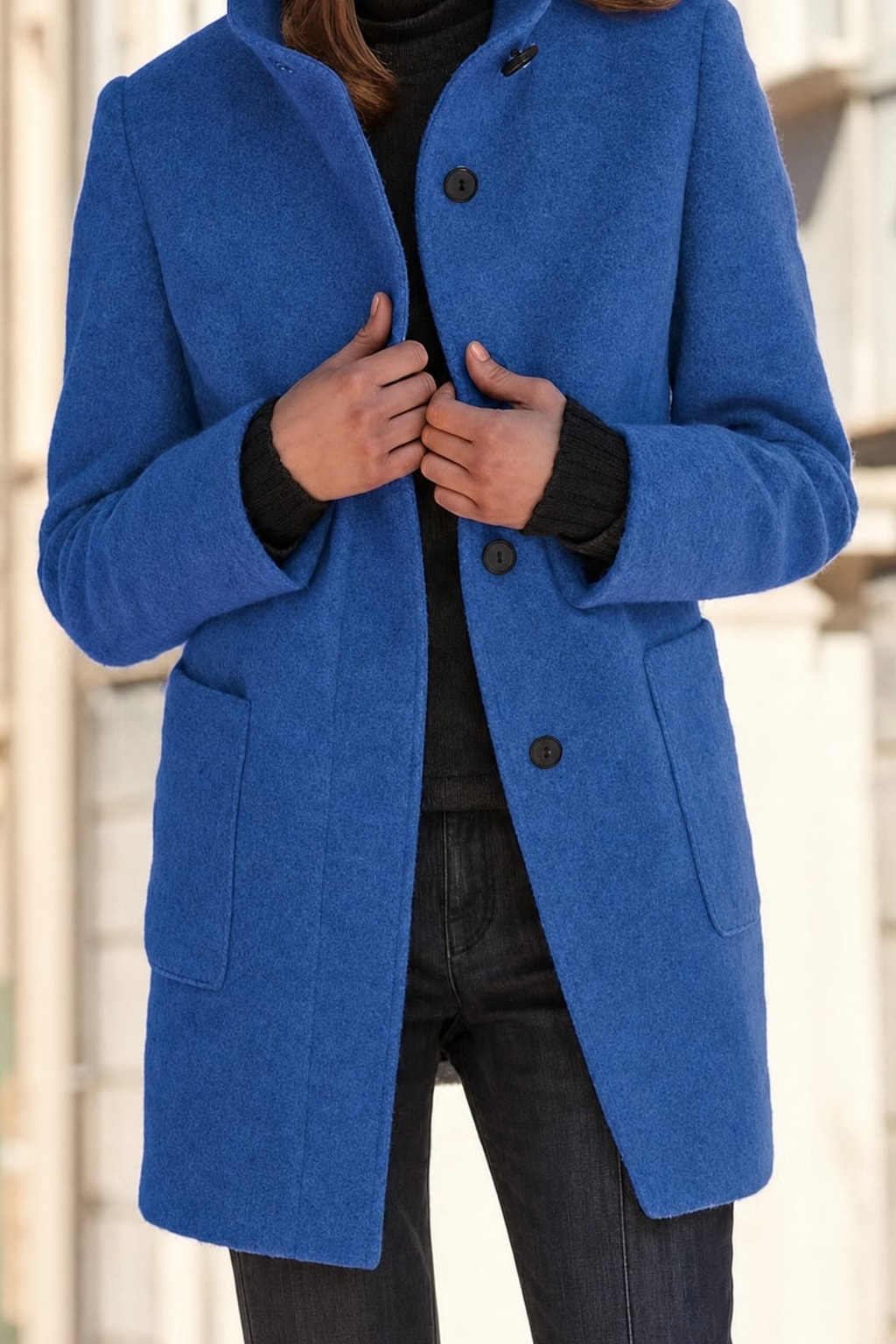 Stand-Collar Tailored Coat With Warm Everyday - 3