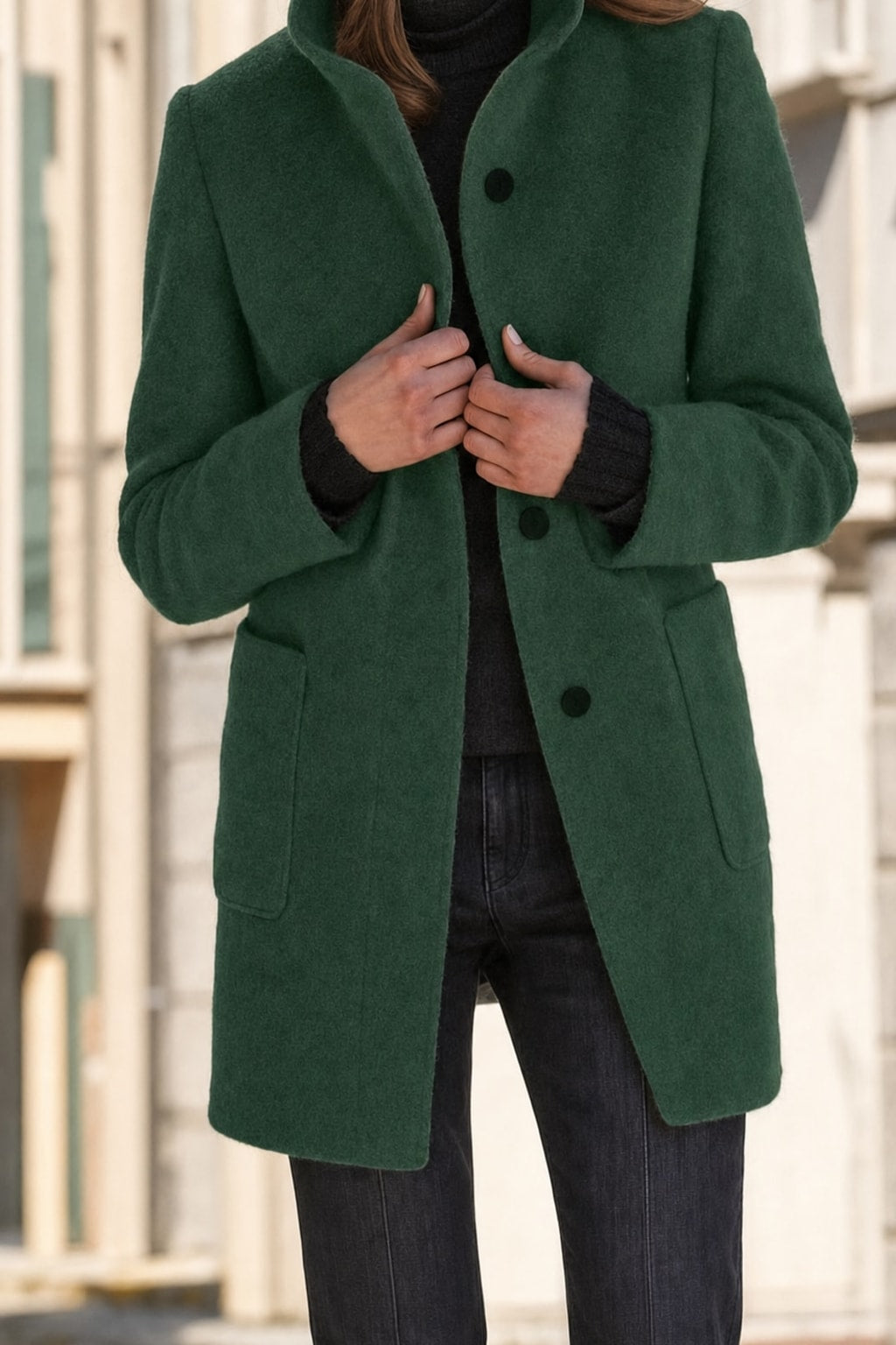 Stand-Collar Tailored Coat With Warm Everyday - 7
