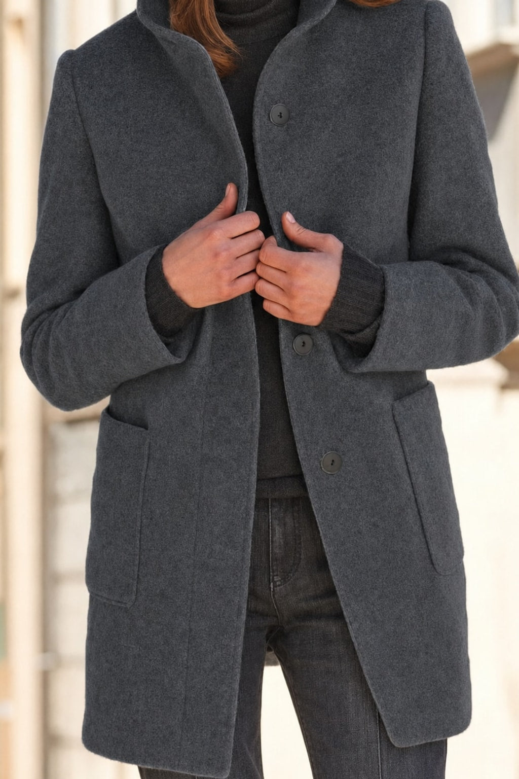 Stand-Collar Tailored Coat With Warm Everyday - 9