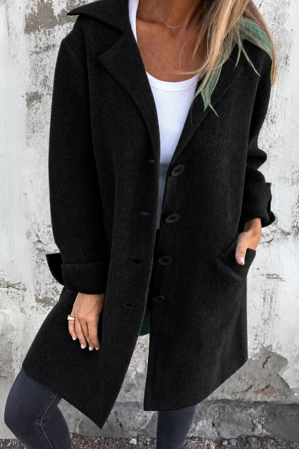 Elegant Tailored Lapel Collar Button Front Coat - 3