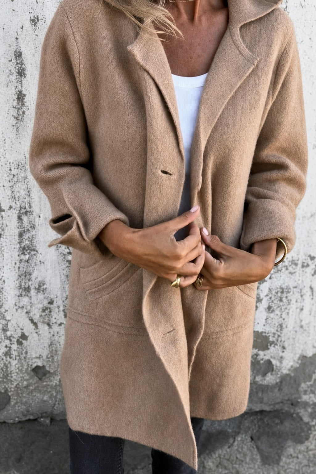 Elegant Tailored Lapel Collar Button Front Coat - 6