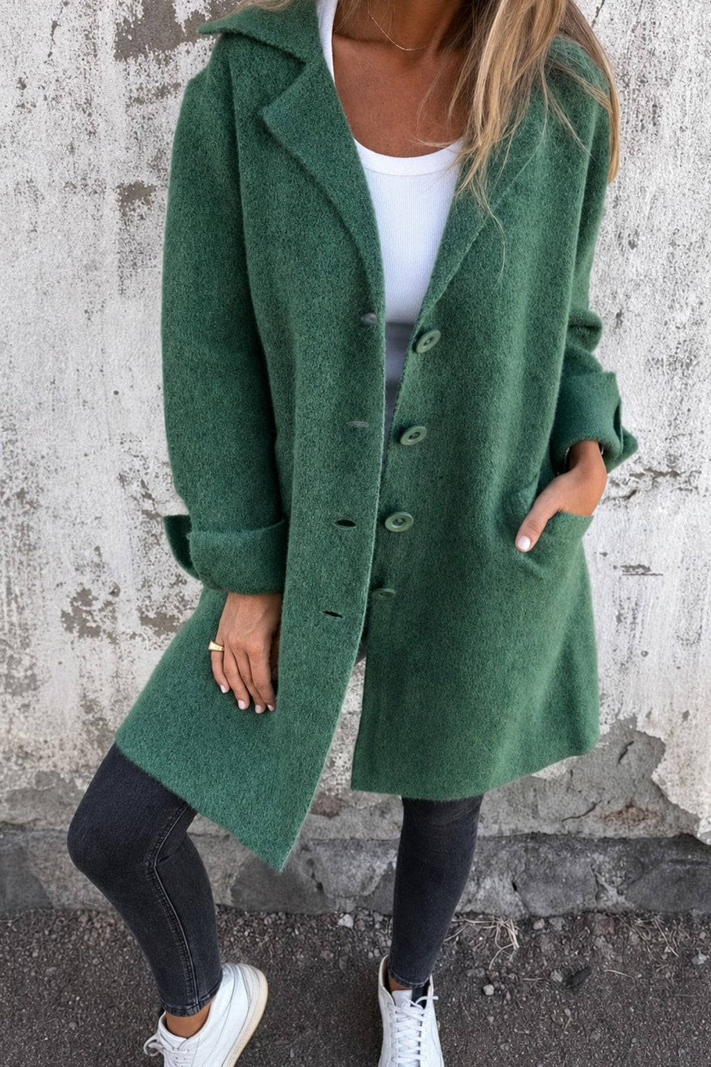 Elegant Tailored Lapel Collar Button Front Coat - 7