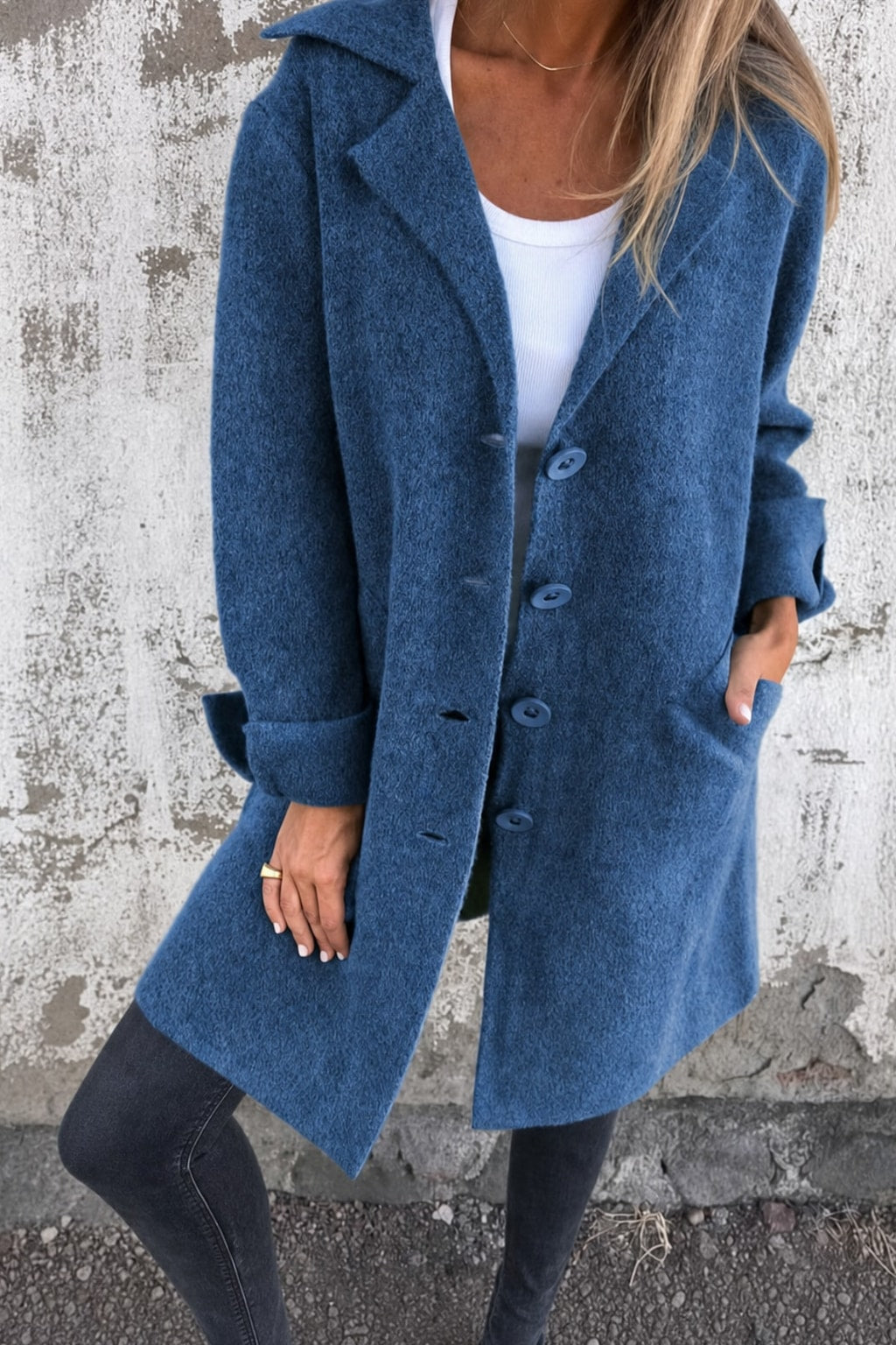 Elegant Tailored Lapel Collar Button Front Coat - 8
