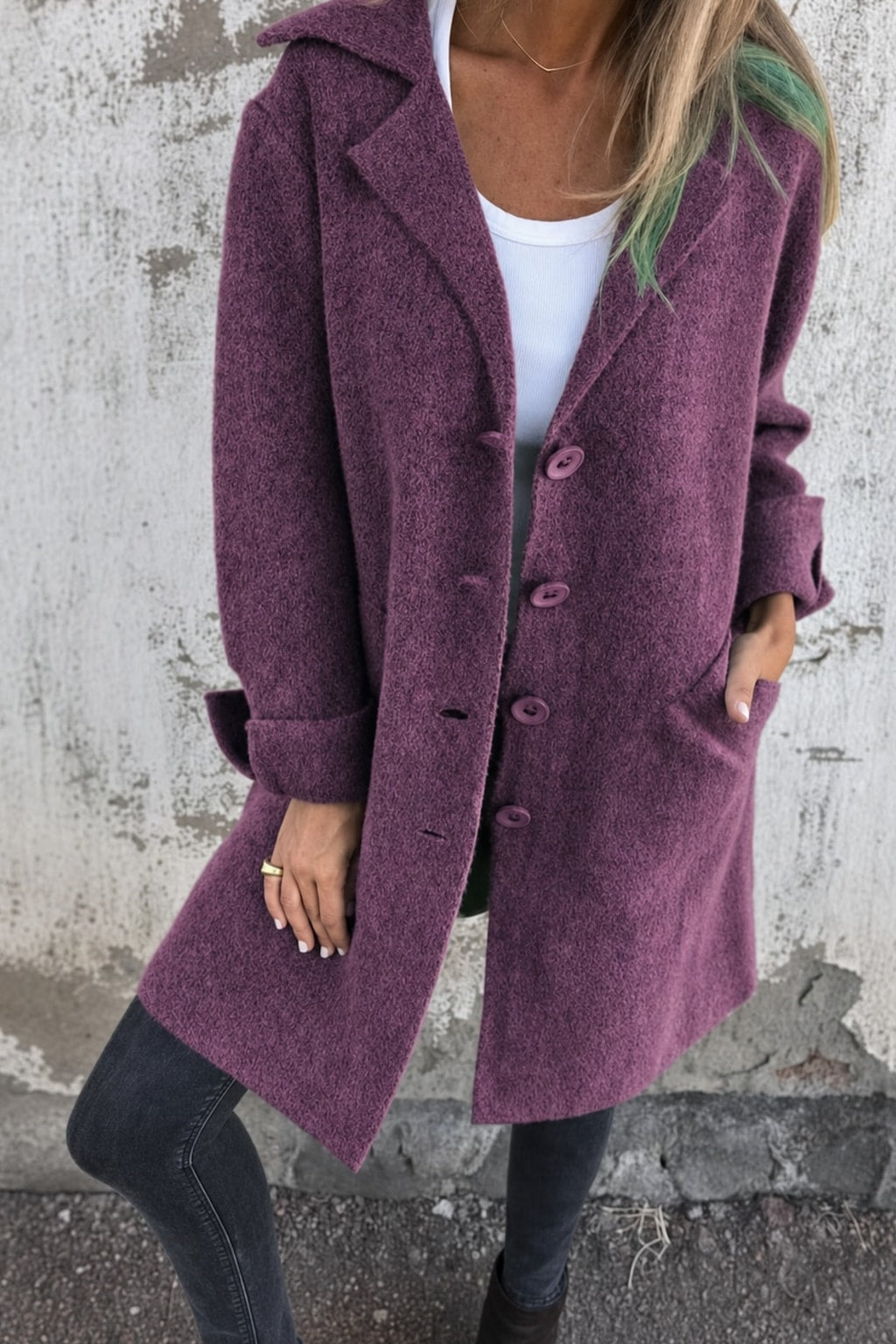 Elegant Tailored Lapel Collar Button Front Coat - 9