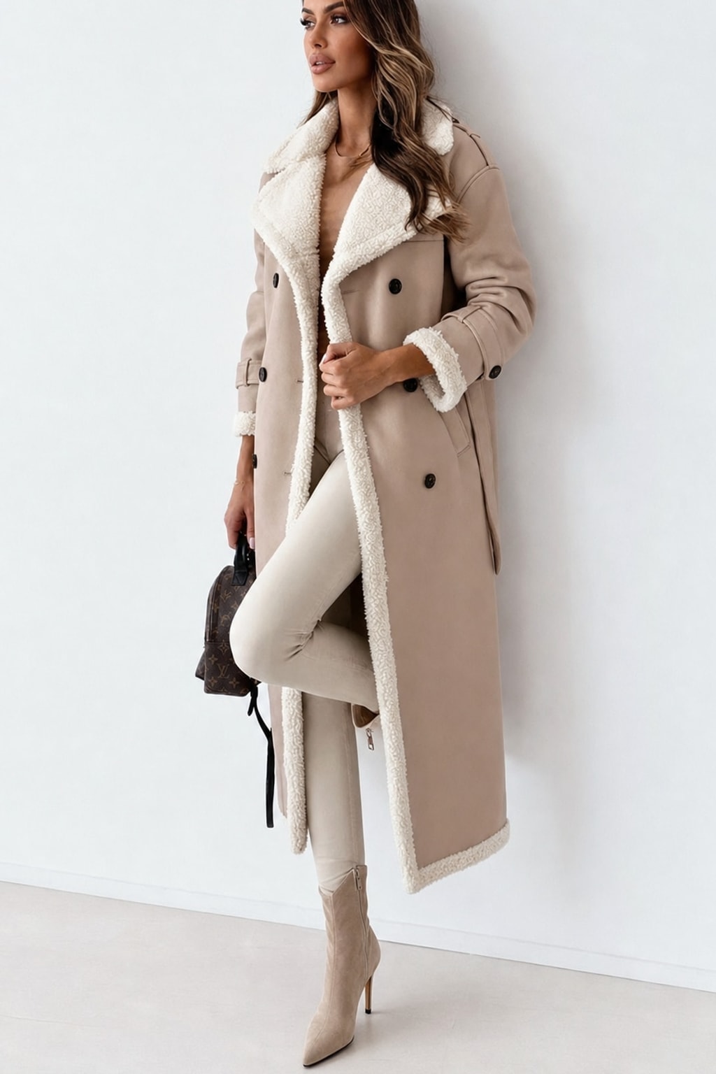 Women's A-Line Warm Coat With Lining & Pockets - 2