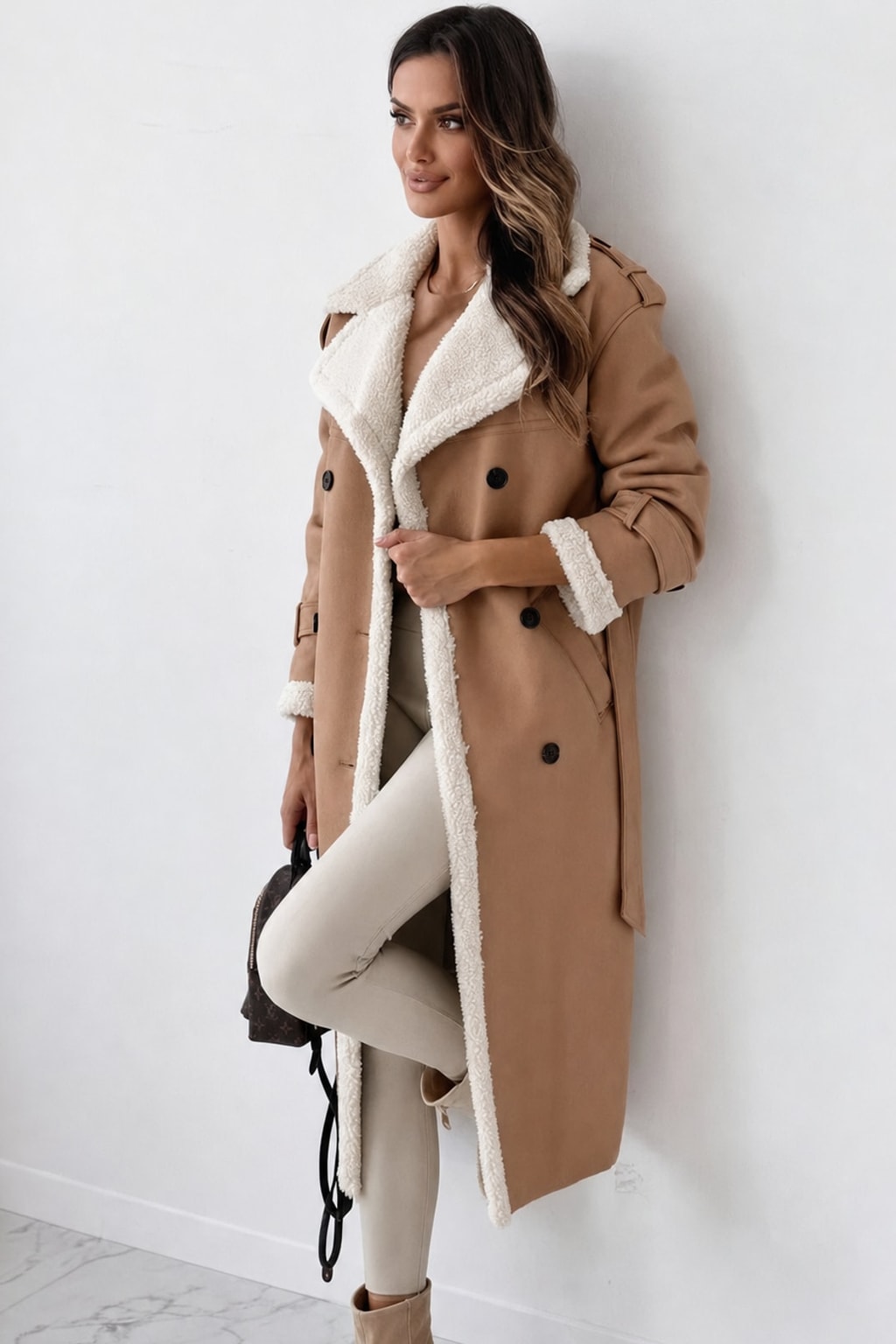 Women's A-Line Warm Coat With Lining & Pockets - 5