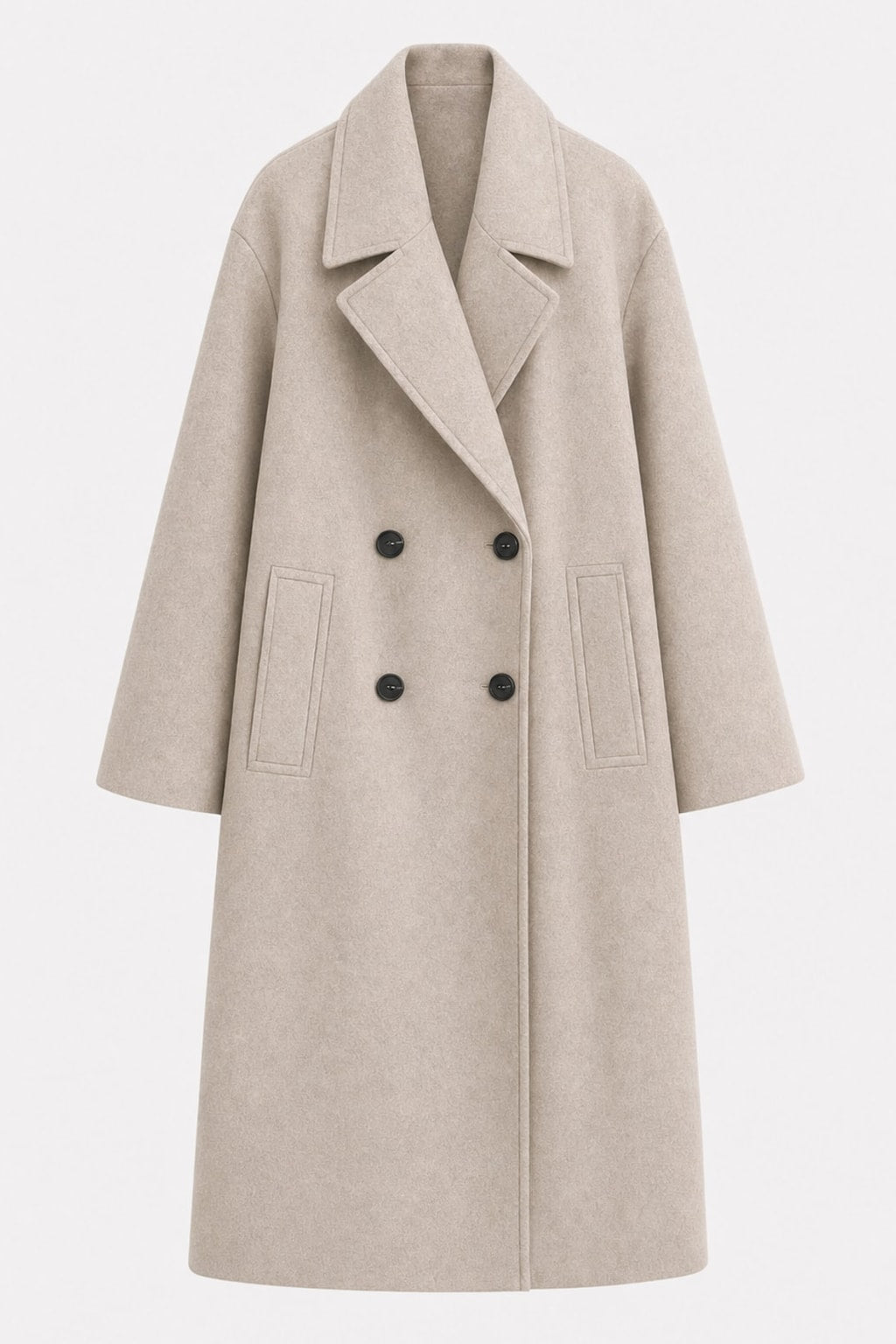 Elegant Blend Double-Breasted Overcoat - 1
