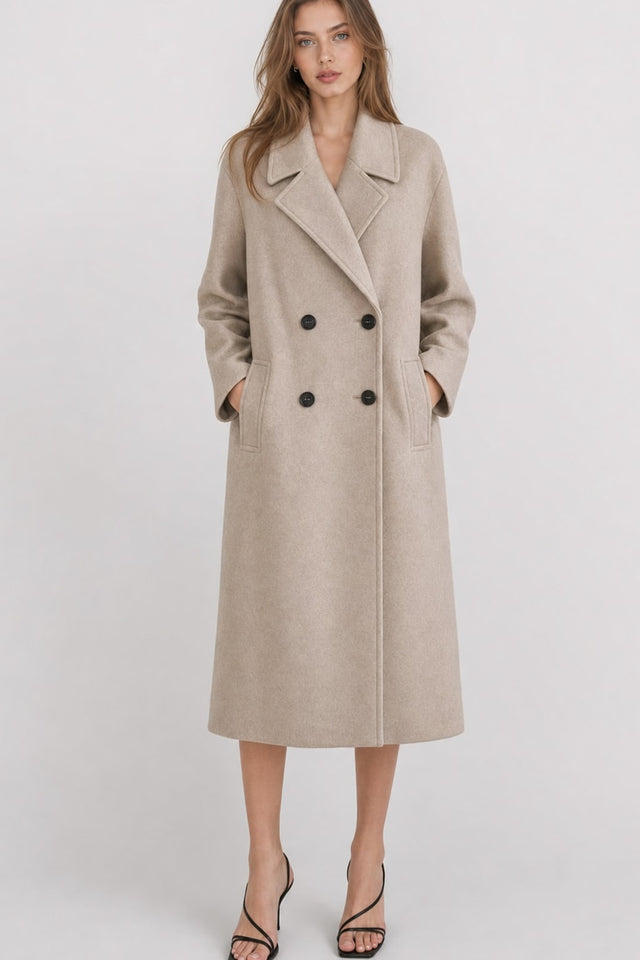 Elegant Blend Double-Breasted Overcoat - 2