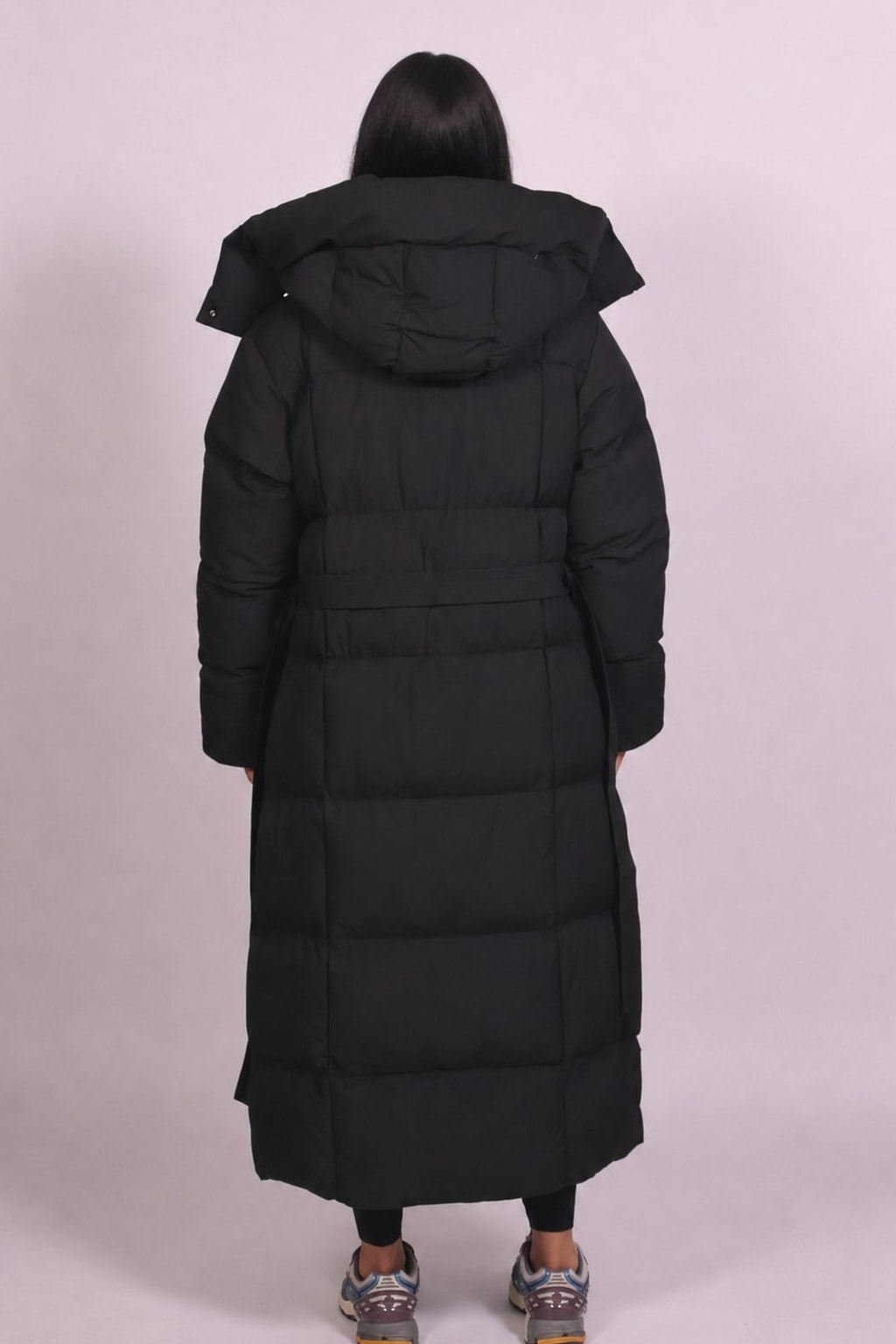 Padded Full Length Coat with Cinched Waist - 5