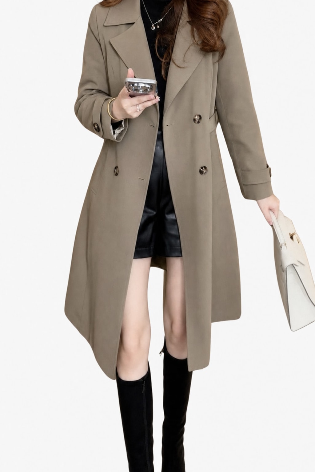 Belted Longline Trench Coat Classic Everyday Outerwear - 10