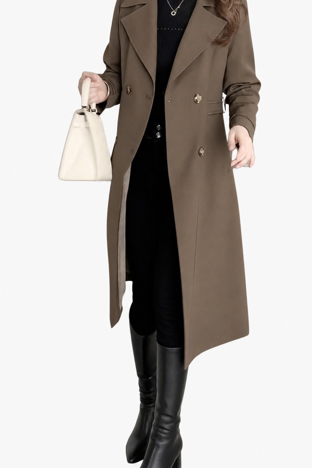 Belted Longline Trench Coat Classic Everyday Outerwear - 11