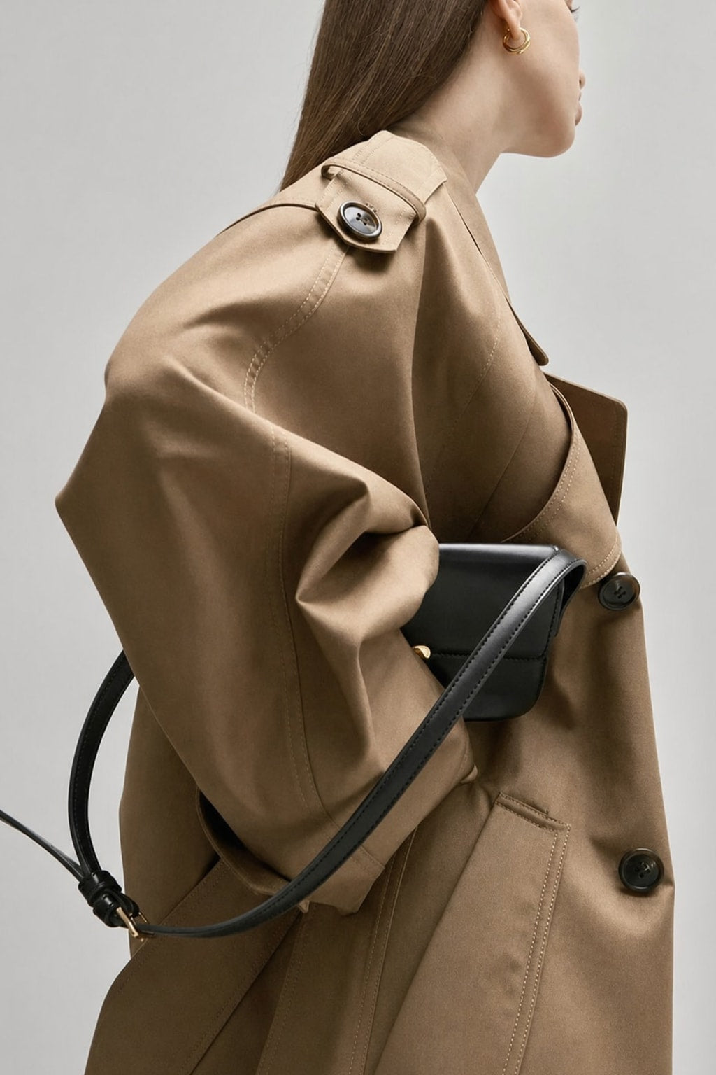 Cozy Polyester Trench Coat with Oversized Fit - 5