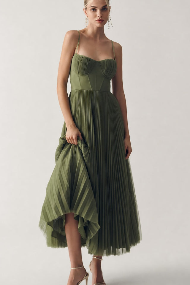 Structured Corset Midi Dress for Special Occasions - 2