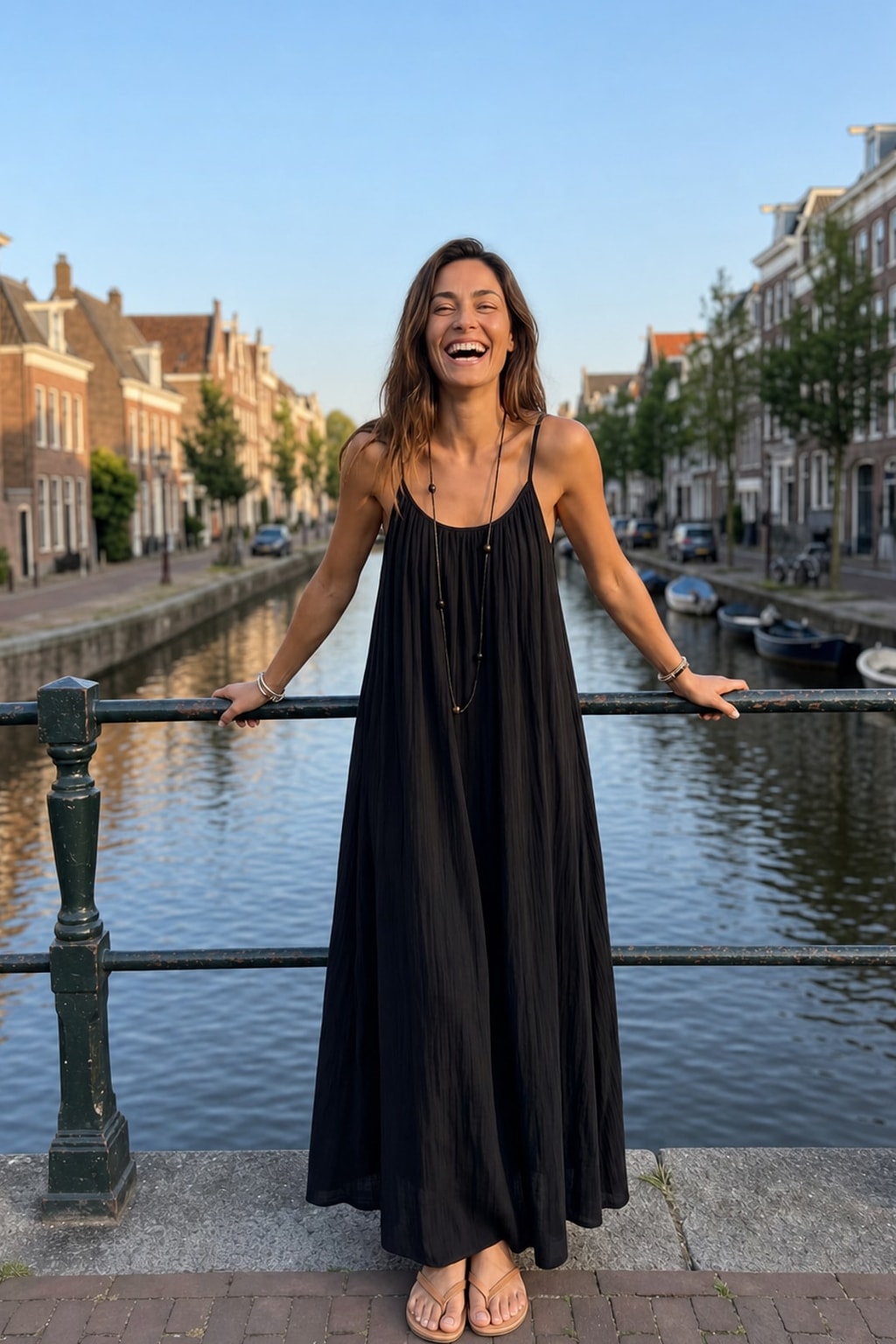 Flowy Maxi Dress with Adjustable Open Back - 2