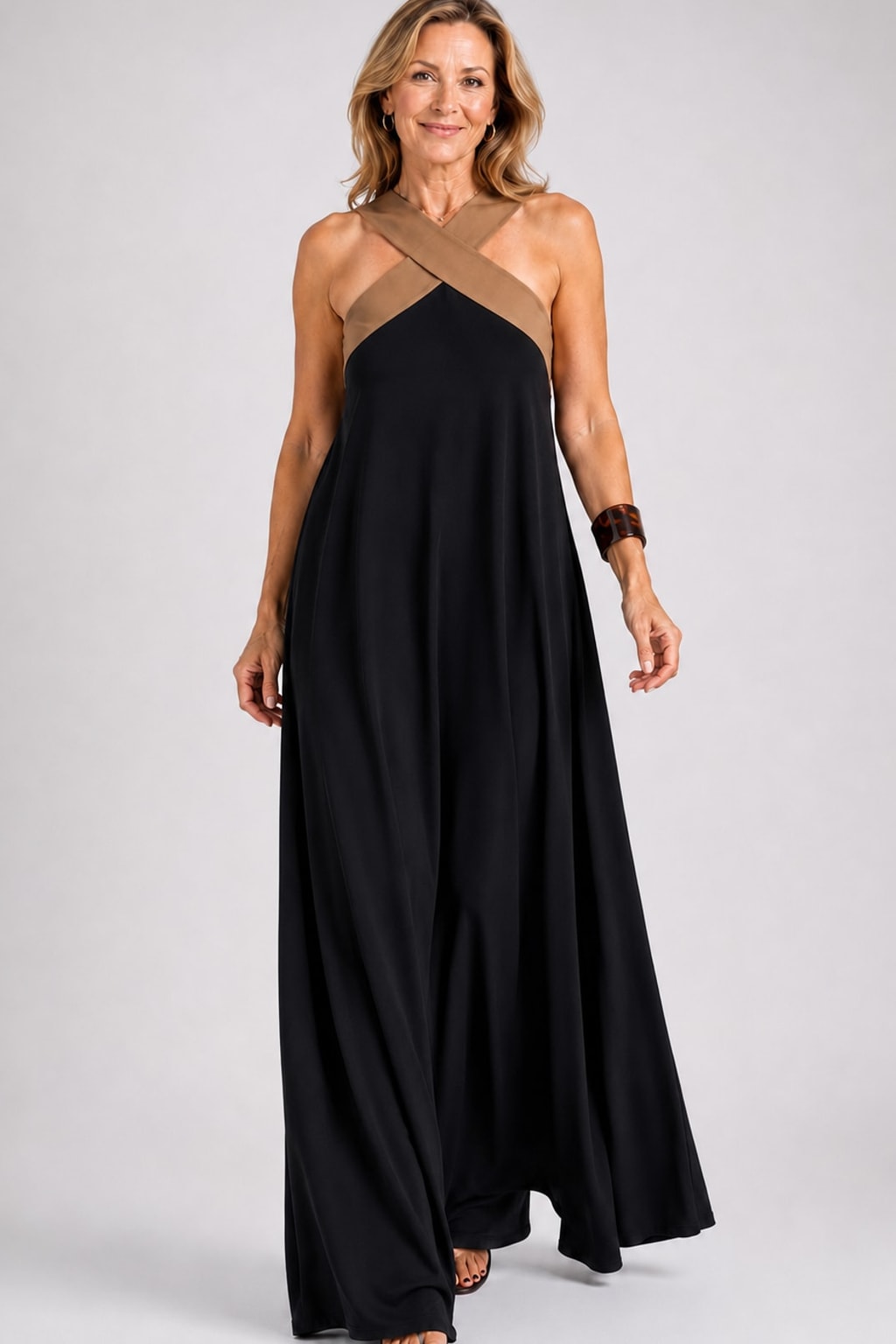 Bicolor Flowy Maxi Dress for Women - 3