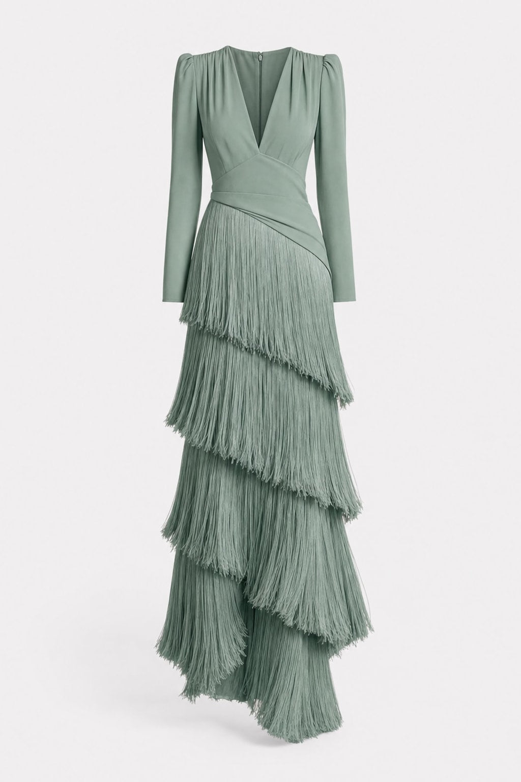 Fringe-Sleeve Flowy Midi Dress - 1