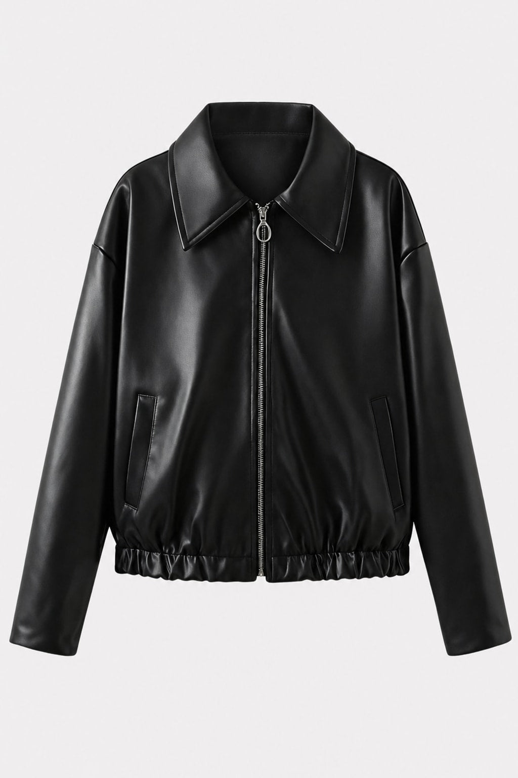 Elegant Leather Jacket Oversized Cropped Fit - 1