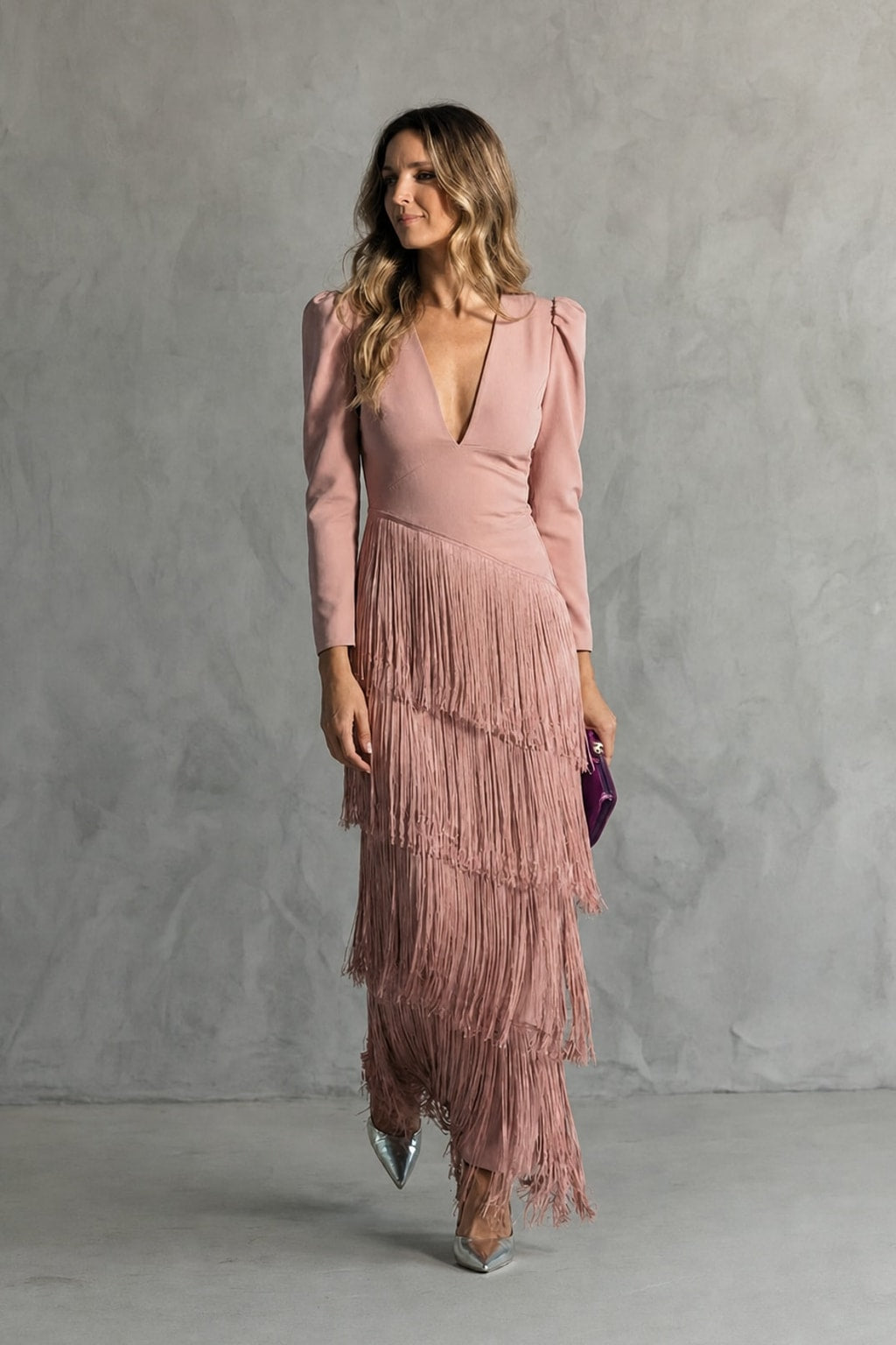 Fringe-Sleeve Flowy Midi Dress - 6