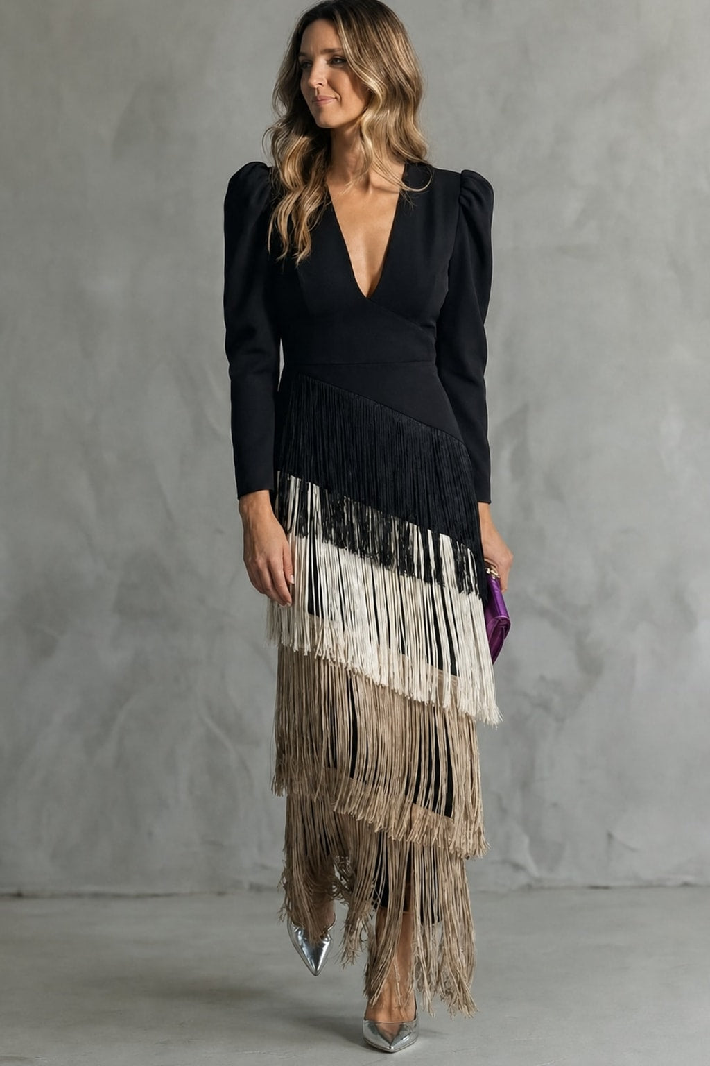 Fringe-Sleeve Flowy Midi Dress - 7
