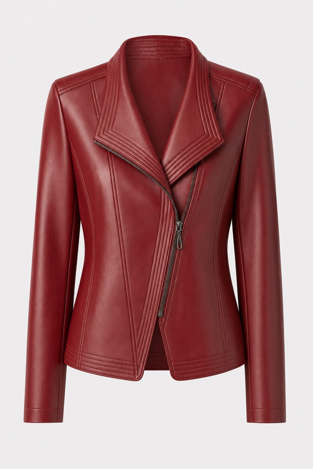 Effortless Vegan Leather Jacket With Asymmetrical Zip - 1