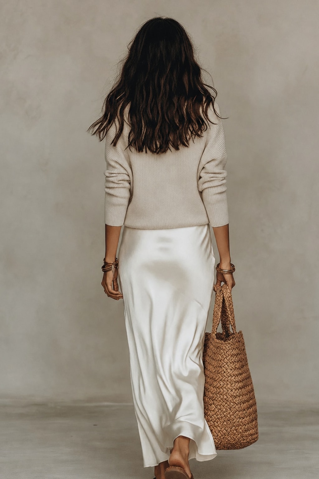 Satin Midi Dress with Relaxed Fit - 4