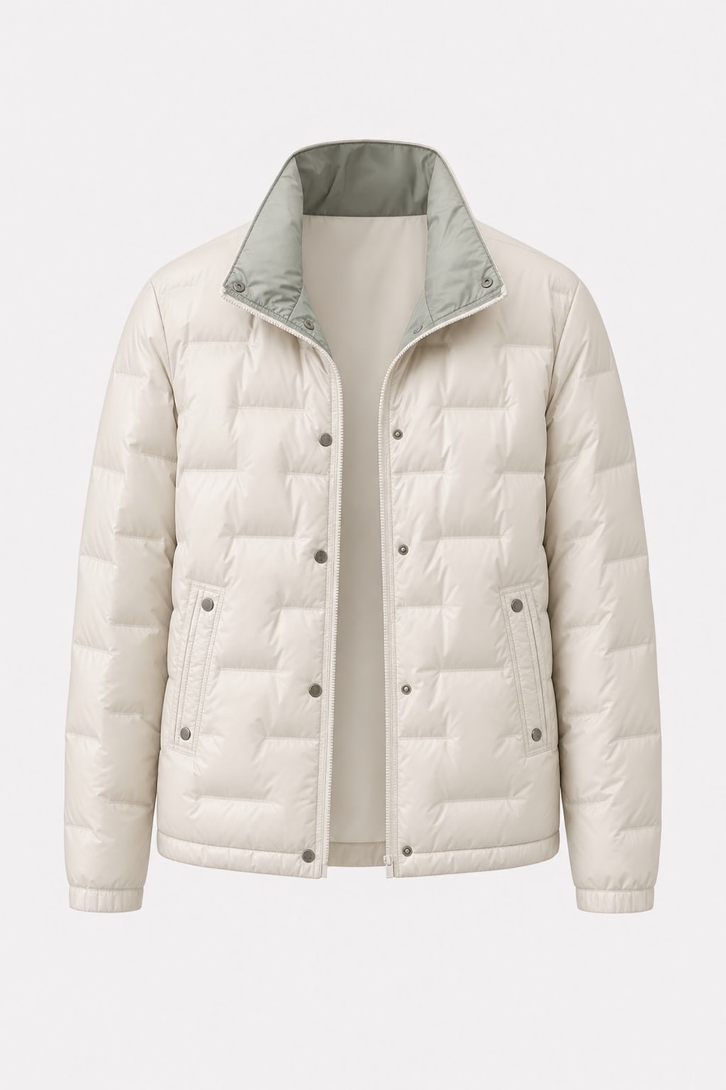 Quilted Cozy Puffer Jacket with High Funnel Neck - 1
