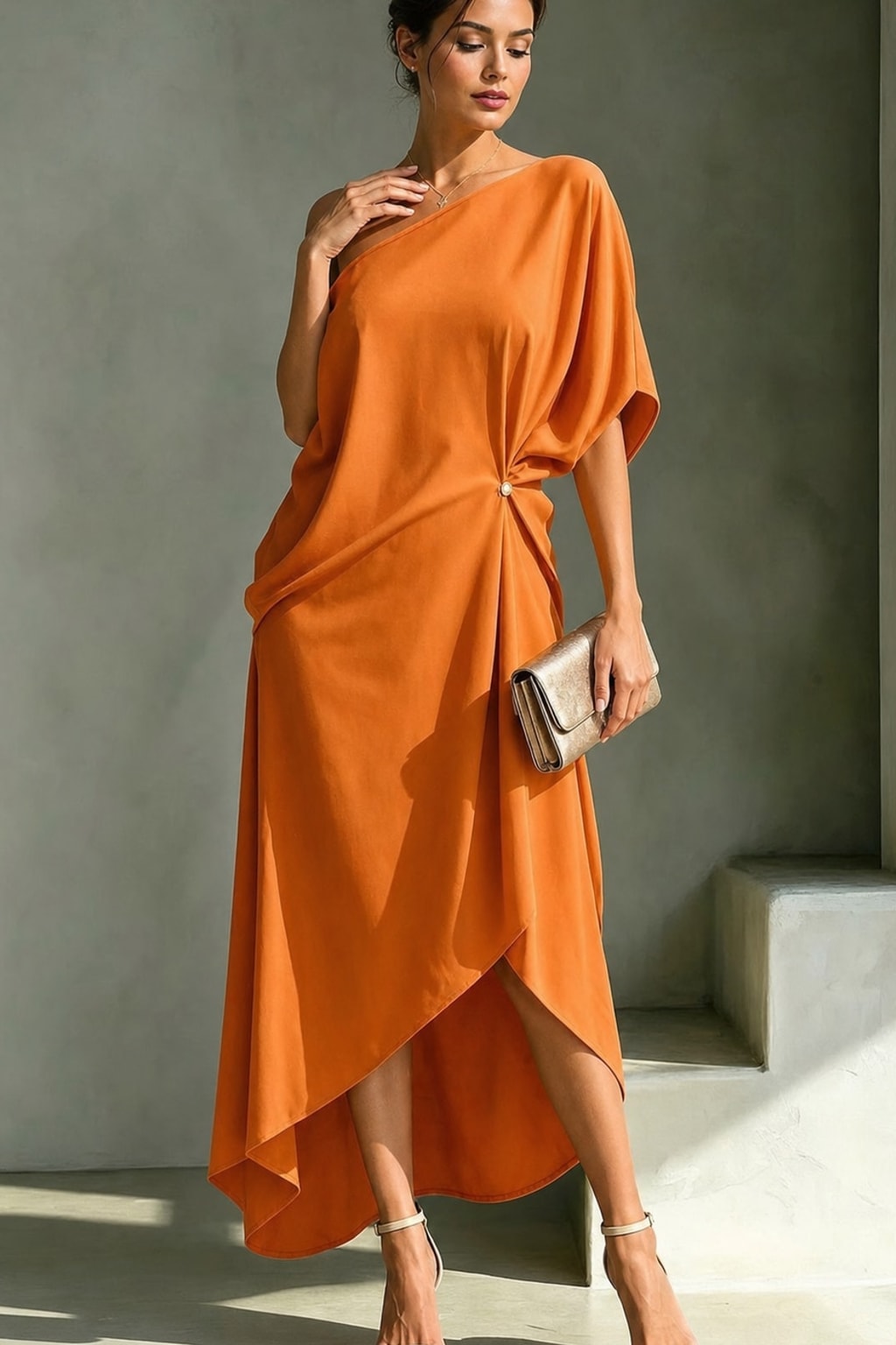 Draped One-Shoulder Dress for Women - 7