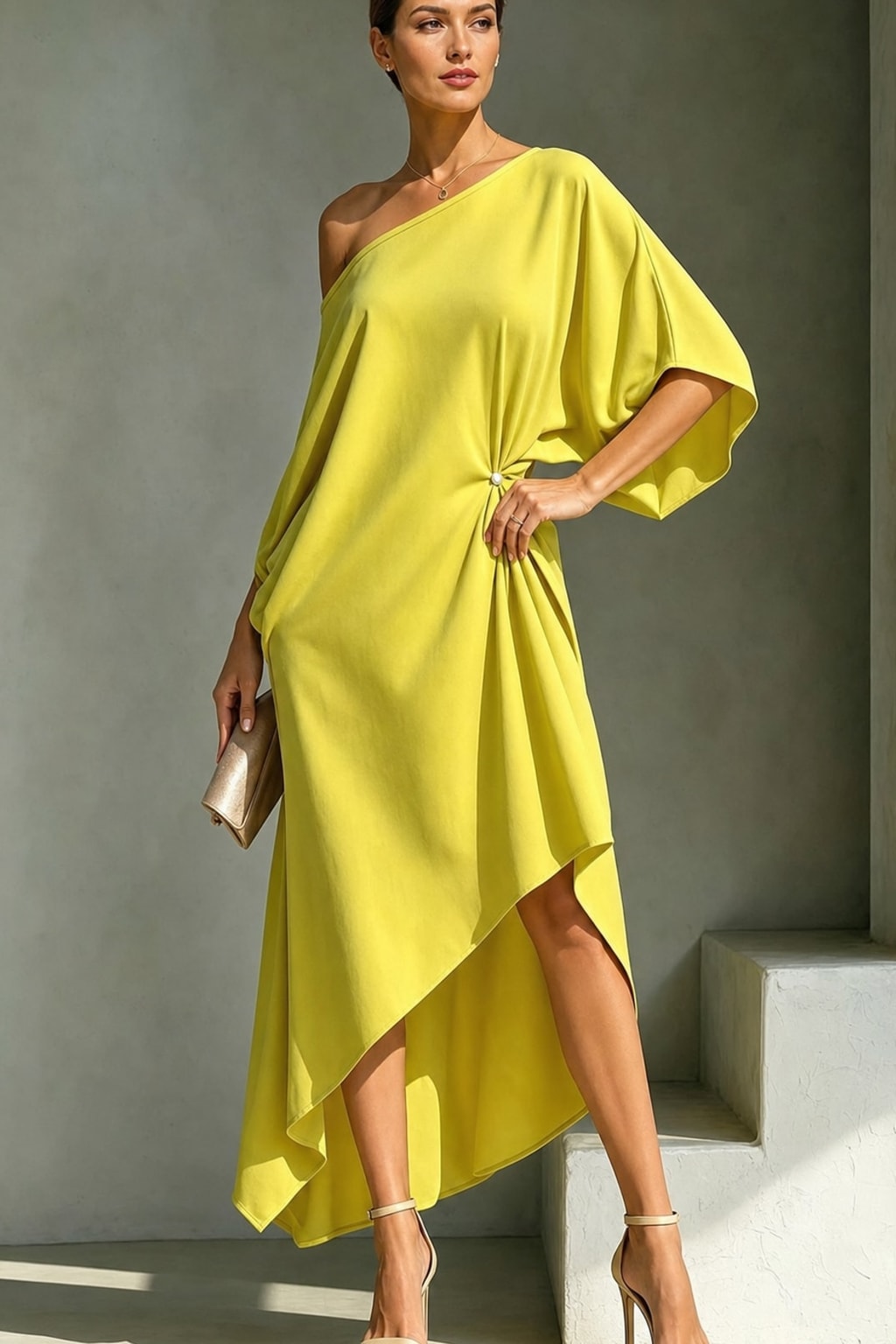Draped One-Shoulder Dress for Women - 5