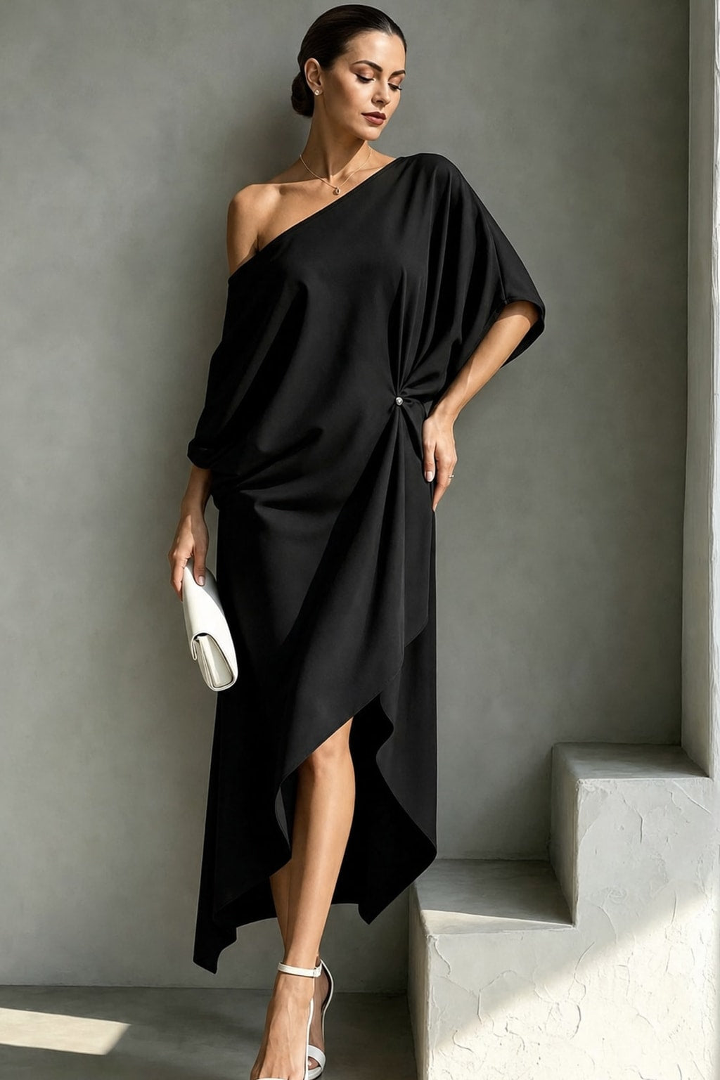 Draped One-Shoulder Dress for Women - 9