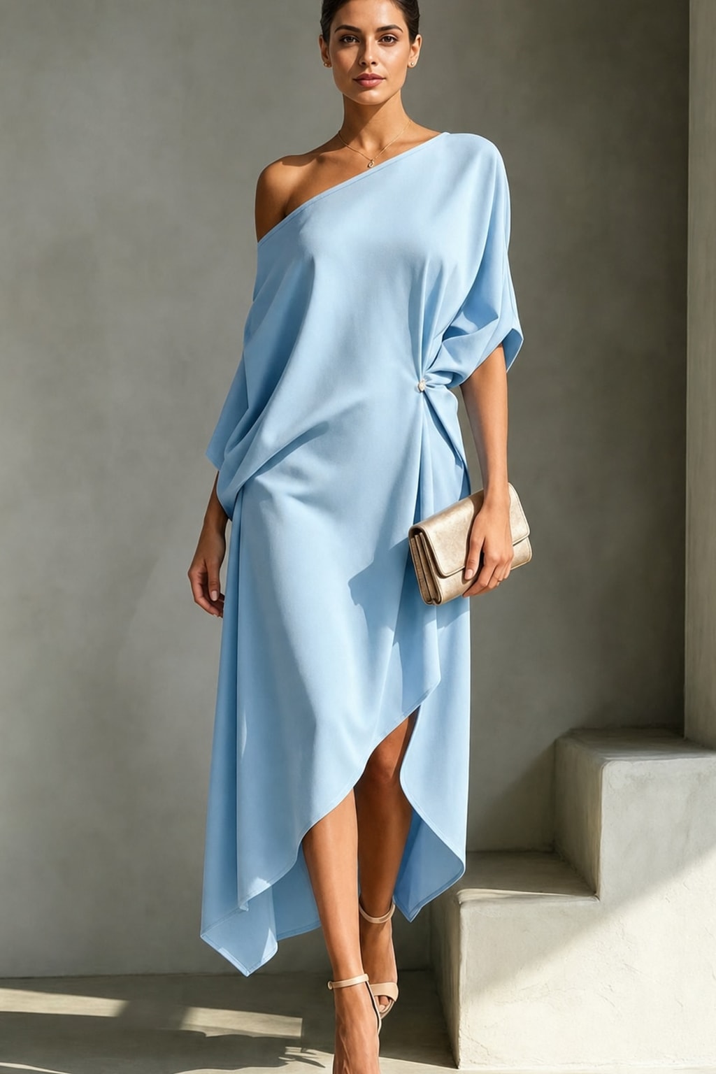 Draped One-Shoulder Dress for Women - 2