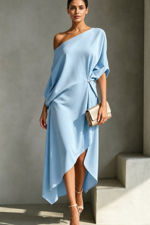 Draped One-Shoulder Dress for Women - 2