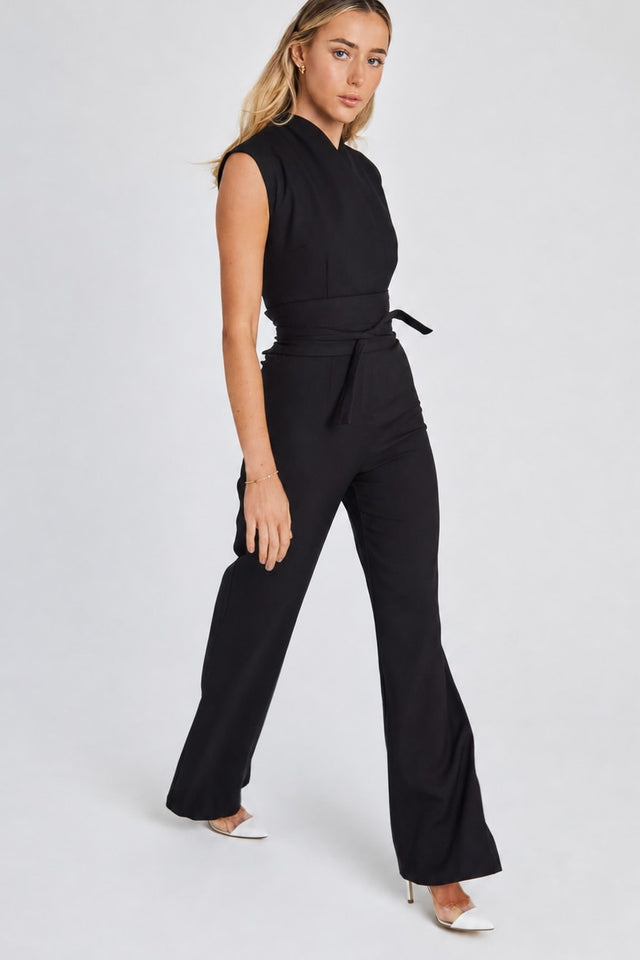 Sleeveless Wide-Leg Jumpsuit With Belted Waist - 8
