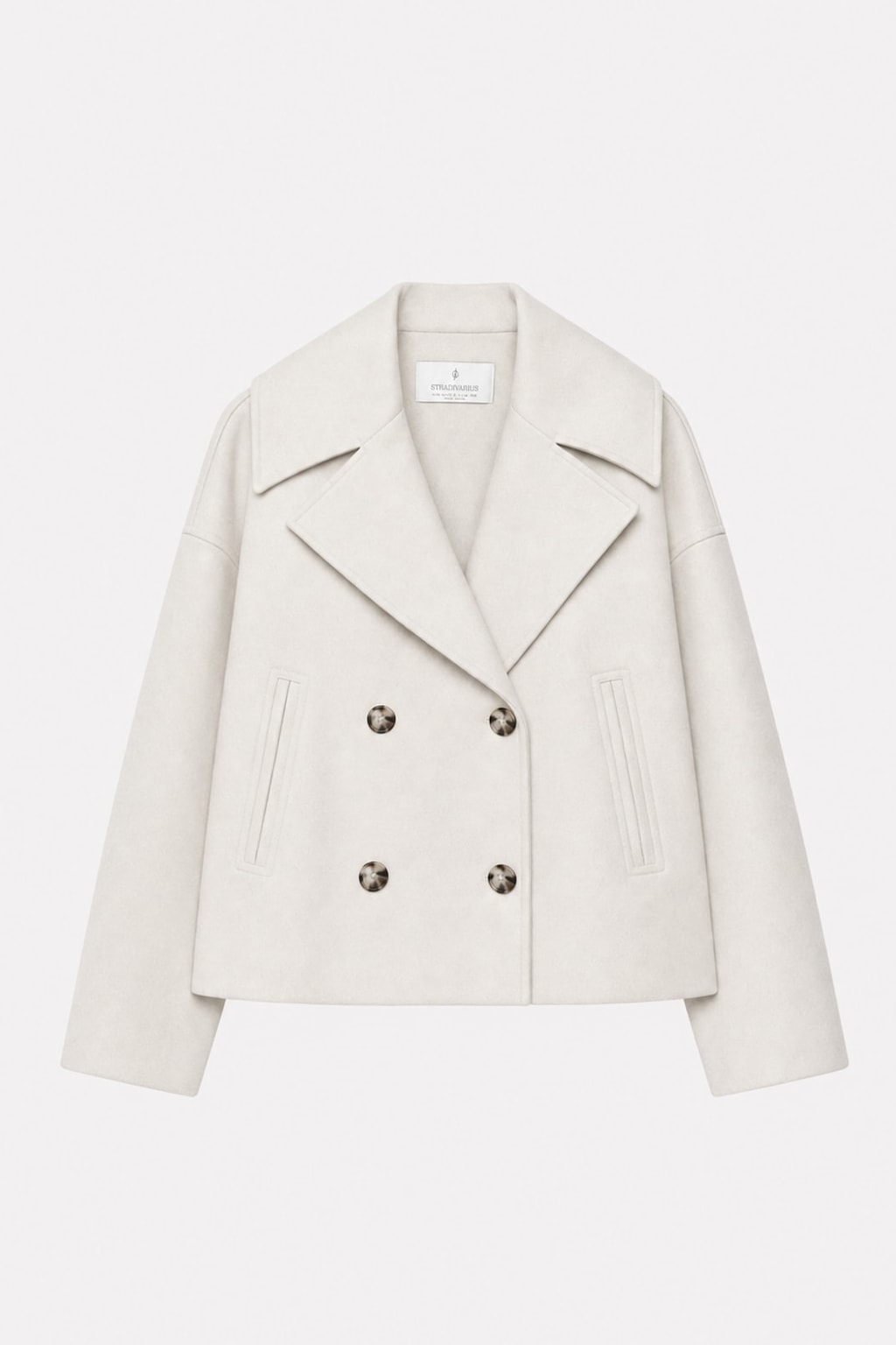 Elegant Cropped Blazer with Pointed Lapels and Double Breasted Closure - 1