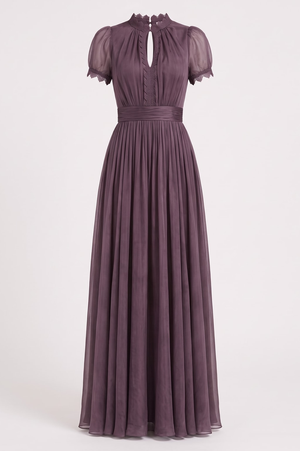 Chiffon Lace Trim Maxi Dress - 1