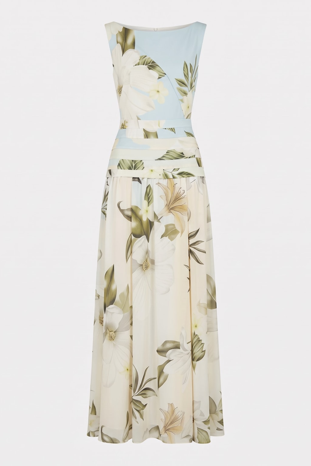 A-Line Maxi Dress With Boat Neck - 1