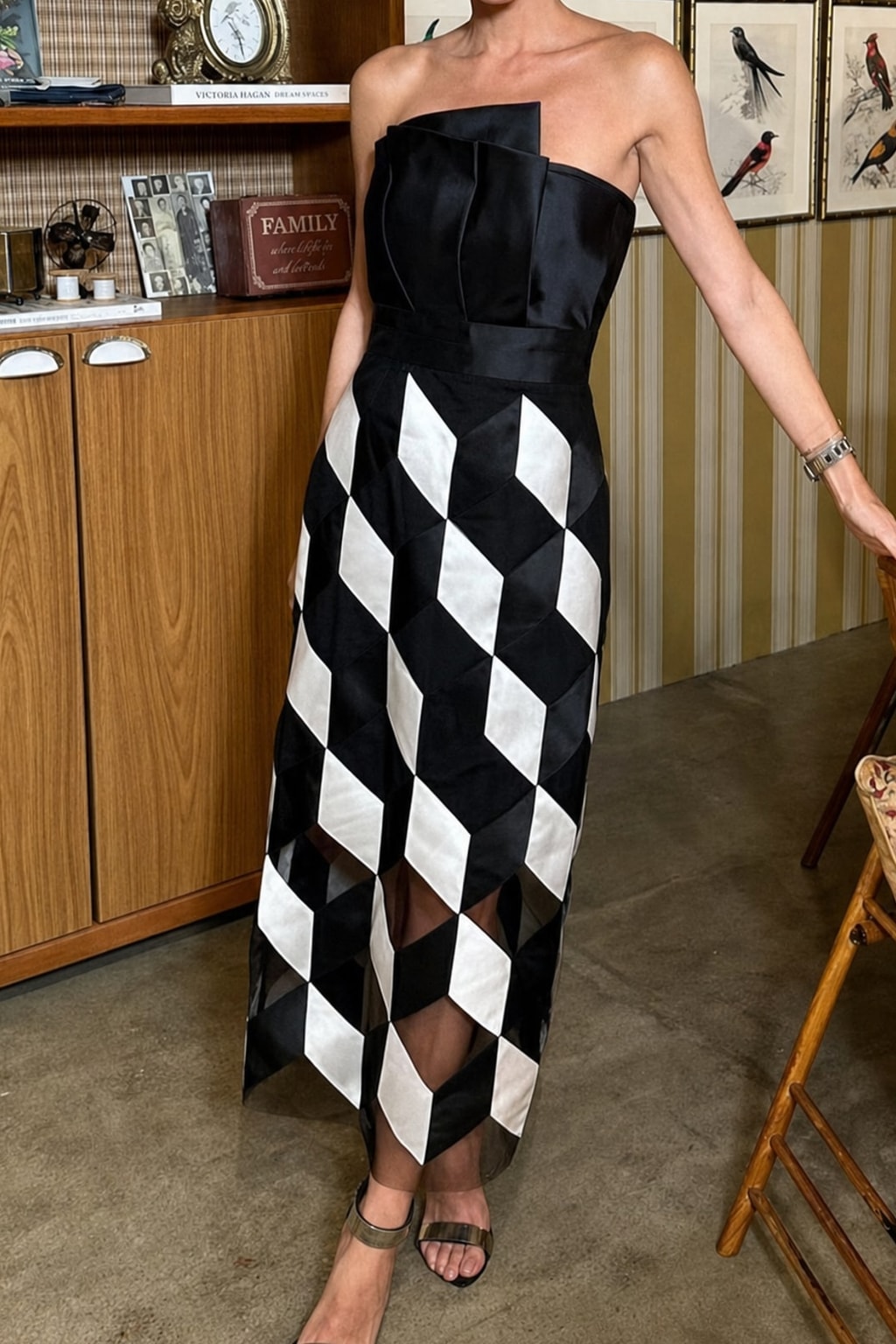 Polyester Off-Shoulder Cutout Midi Dress - 3
