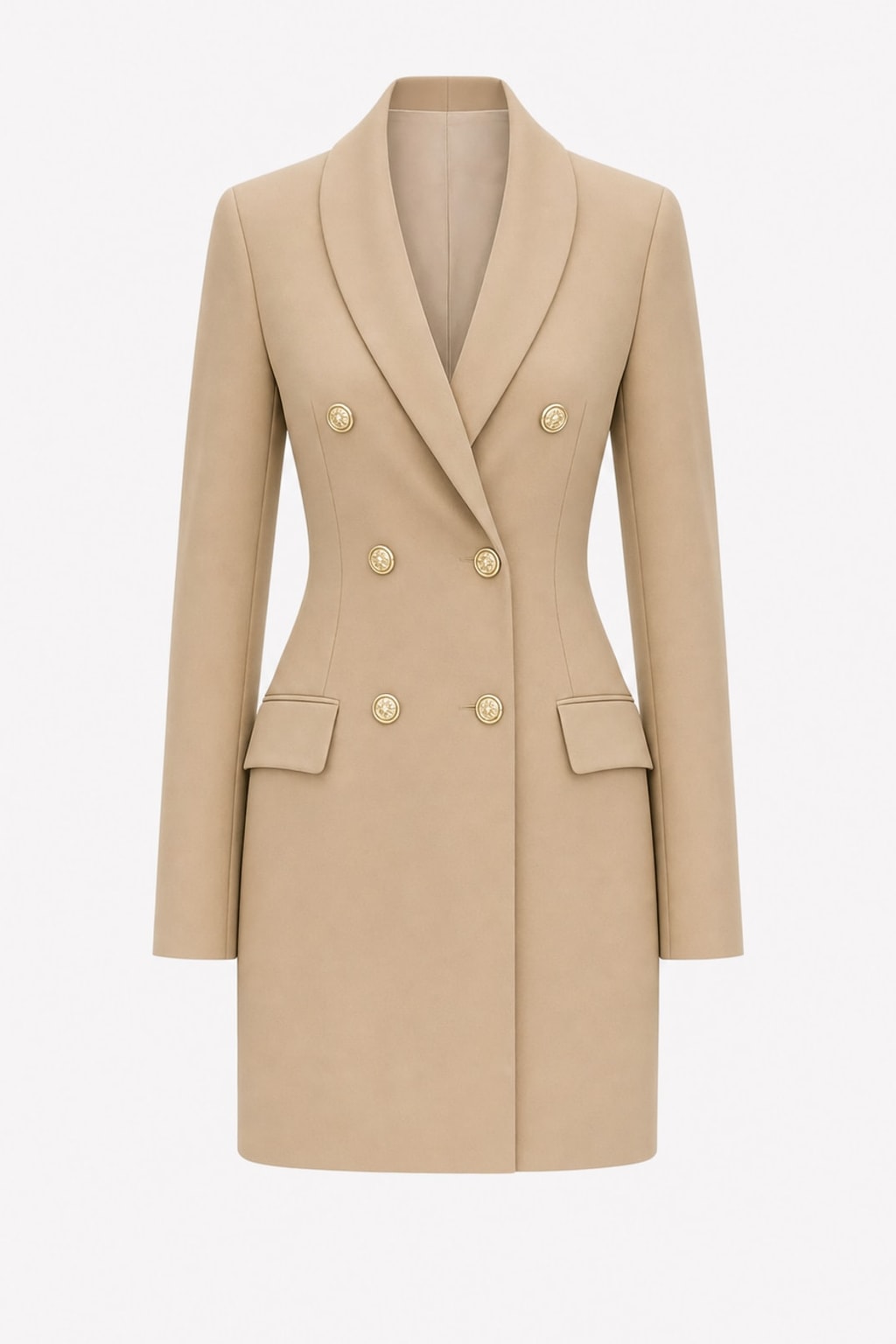 Polyester Double-Breasted Blazer Mini Dress - 1