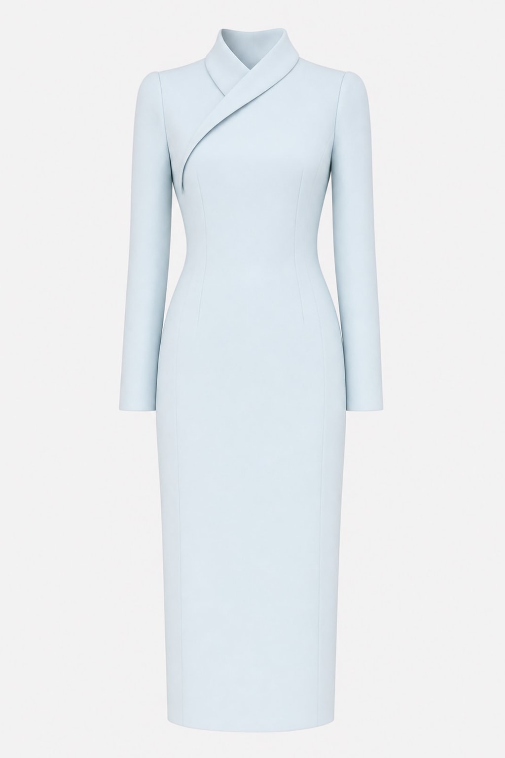 High Neck Long-Sleeve Midi Dress - 1