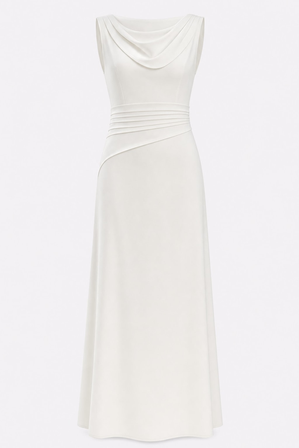 Fitted Midi Dress with Sleeveless Swing Collar - 1