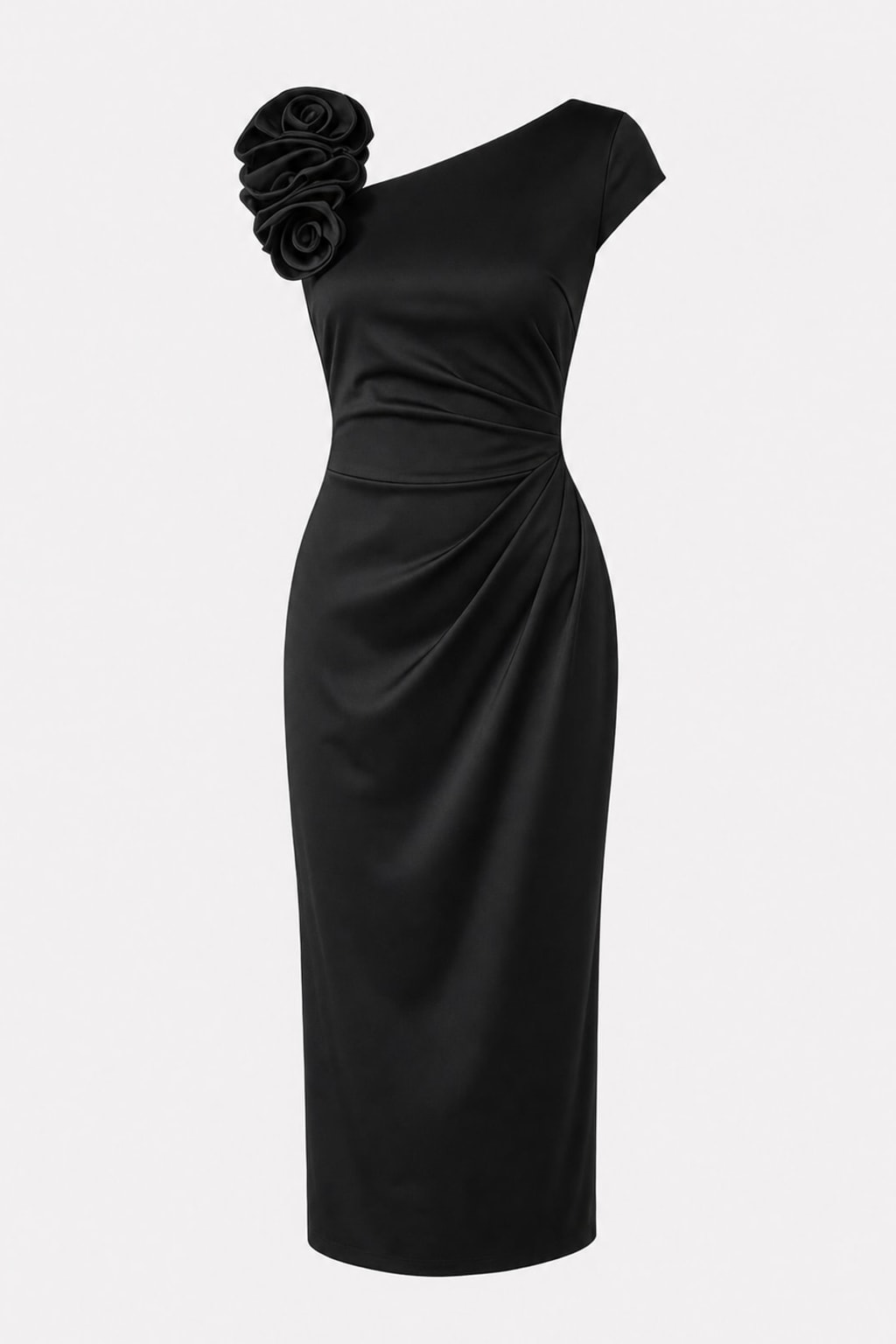 Elegant Midi Dress With Pleated Waist Detail - 1
