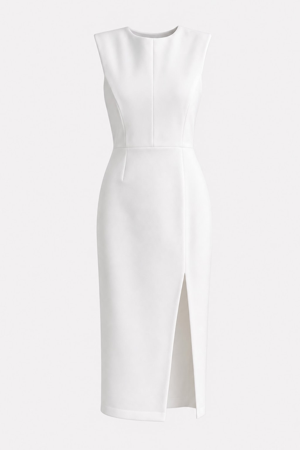 Elegant Sleeveless Waisted Midi Dress With Slit - 1