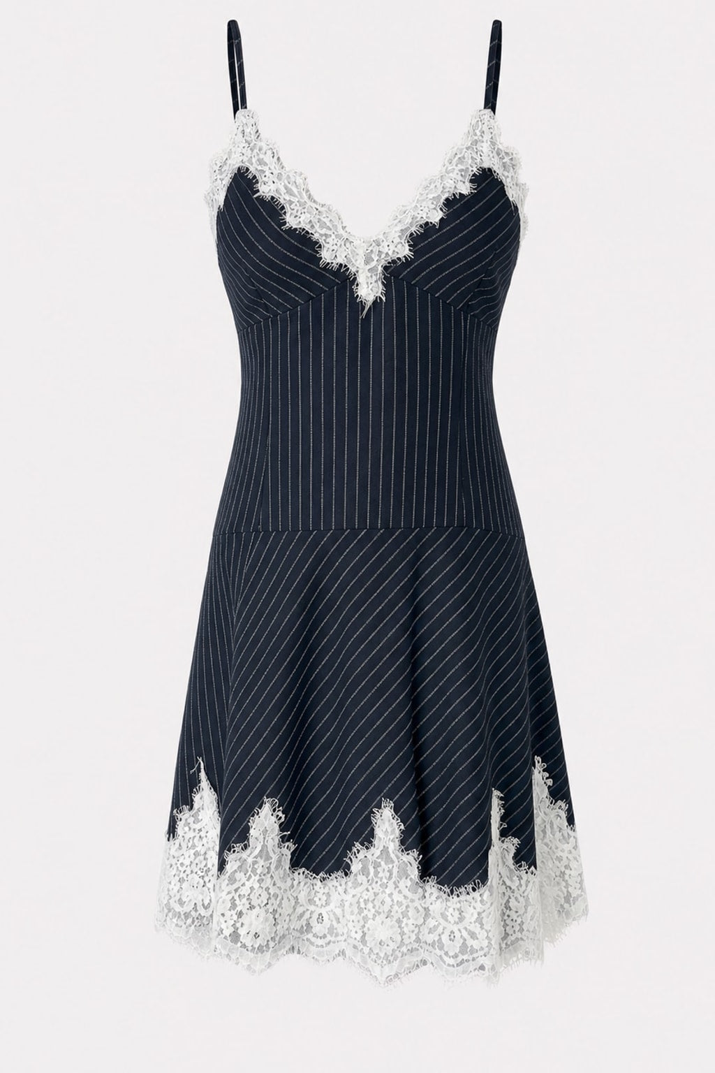 Chic Slip Mini Dress with Lace Trim - 1